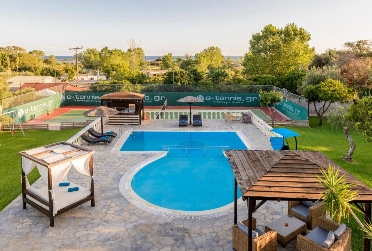 Villa Maxim With Private Pool & Tennis Court Halikounas Ngoại thất bức ảnh