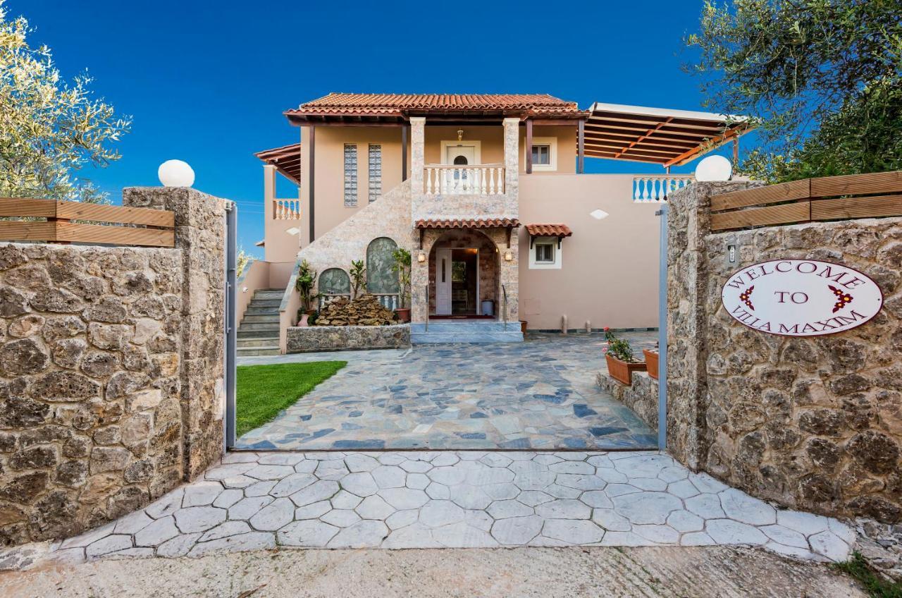 Villa Maxim With Private Pool & Tennis Court Halikounas Ngoại thất bức ảnh