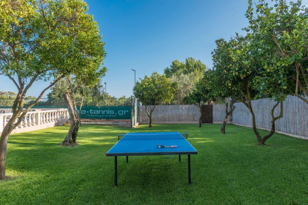 Villa Maxim With Private Pool & Tennis Court Halikounas Ngoại thất bức ảnh